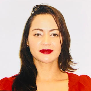 woman in open hair, red lipstick and red dress